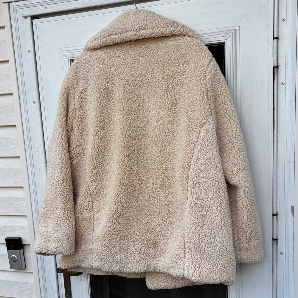 Free People Ladies Cream Sherpa Jacket-M - Picture 9 of 9